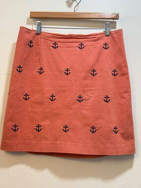 Castaway Nantucket Ali Embroidered Anchor Skirt Coastal Preppy Nautical Sz 10